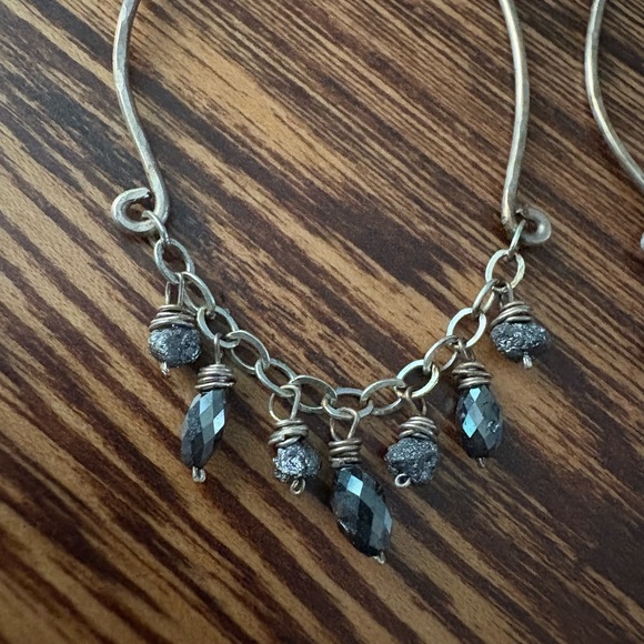 Raw and Polished Black Diamond Chandelier Earrings - Picture 3 of 5